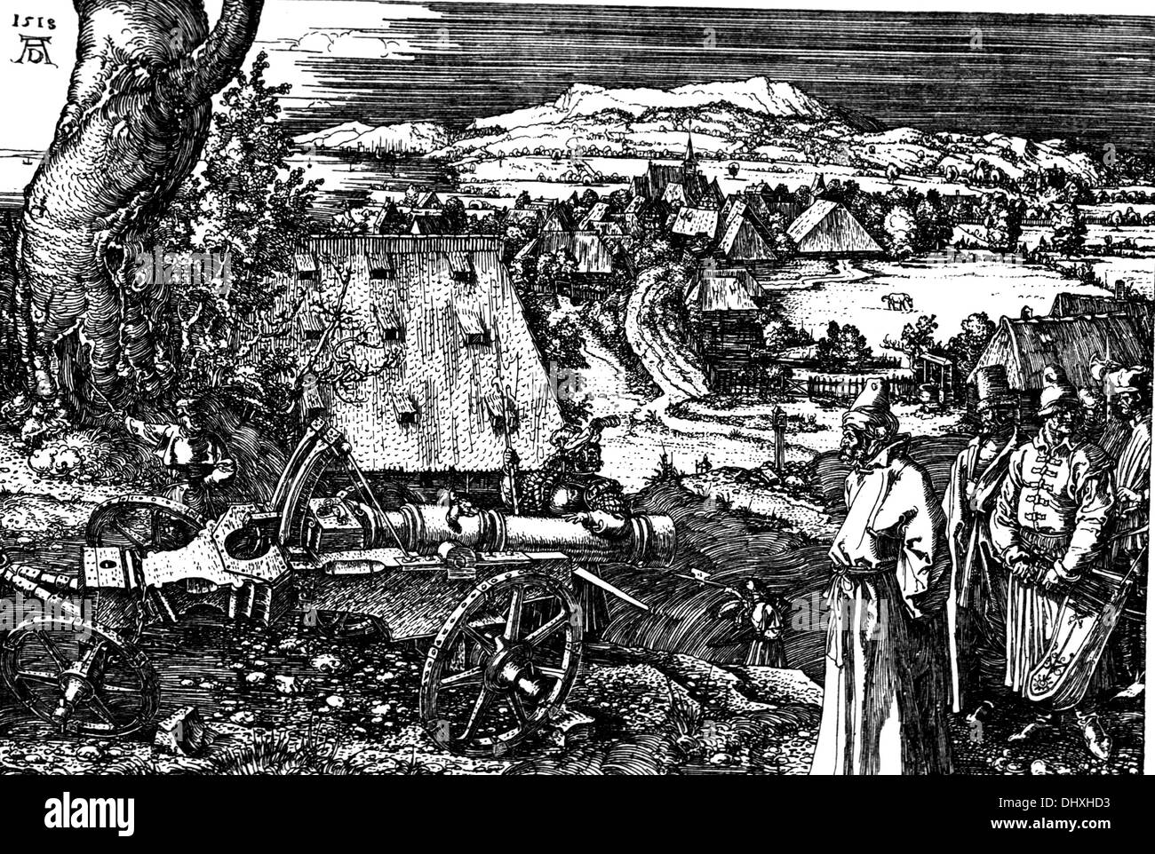 The Cannon - by Albrecht Dürer, 1518 - Durer's largest etching Stock Photo