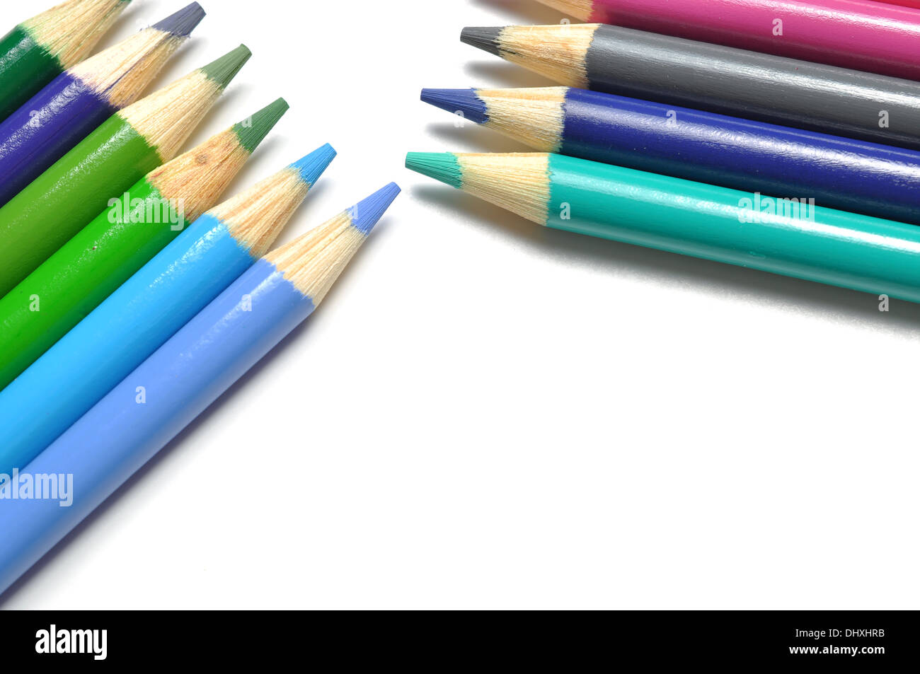 Colorful pen pattern on white background Stock Photo - Alamy