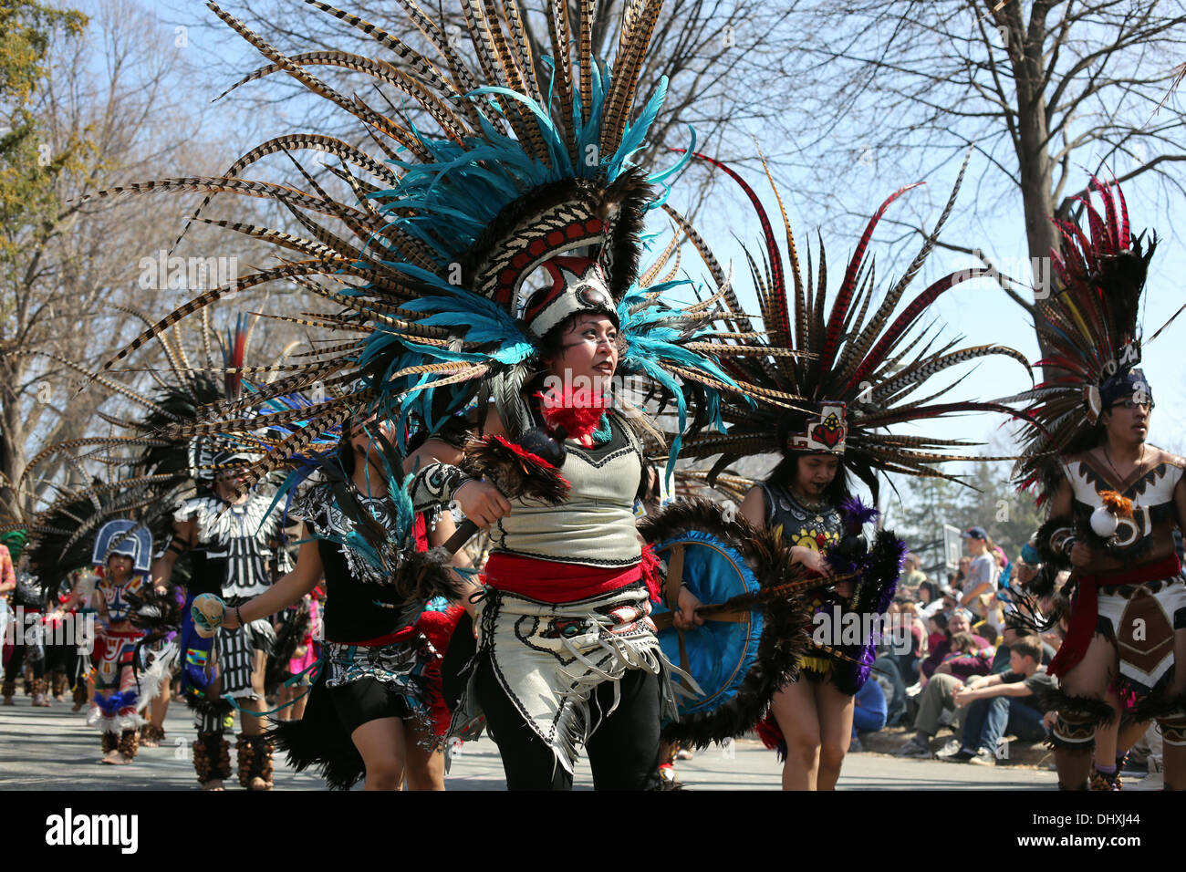 Native American dancers in the May Day parade in Minneapolis Stock