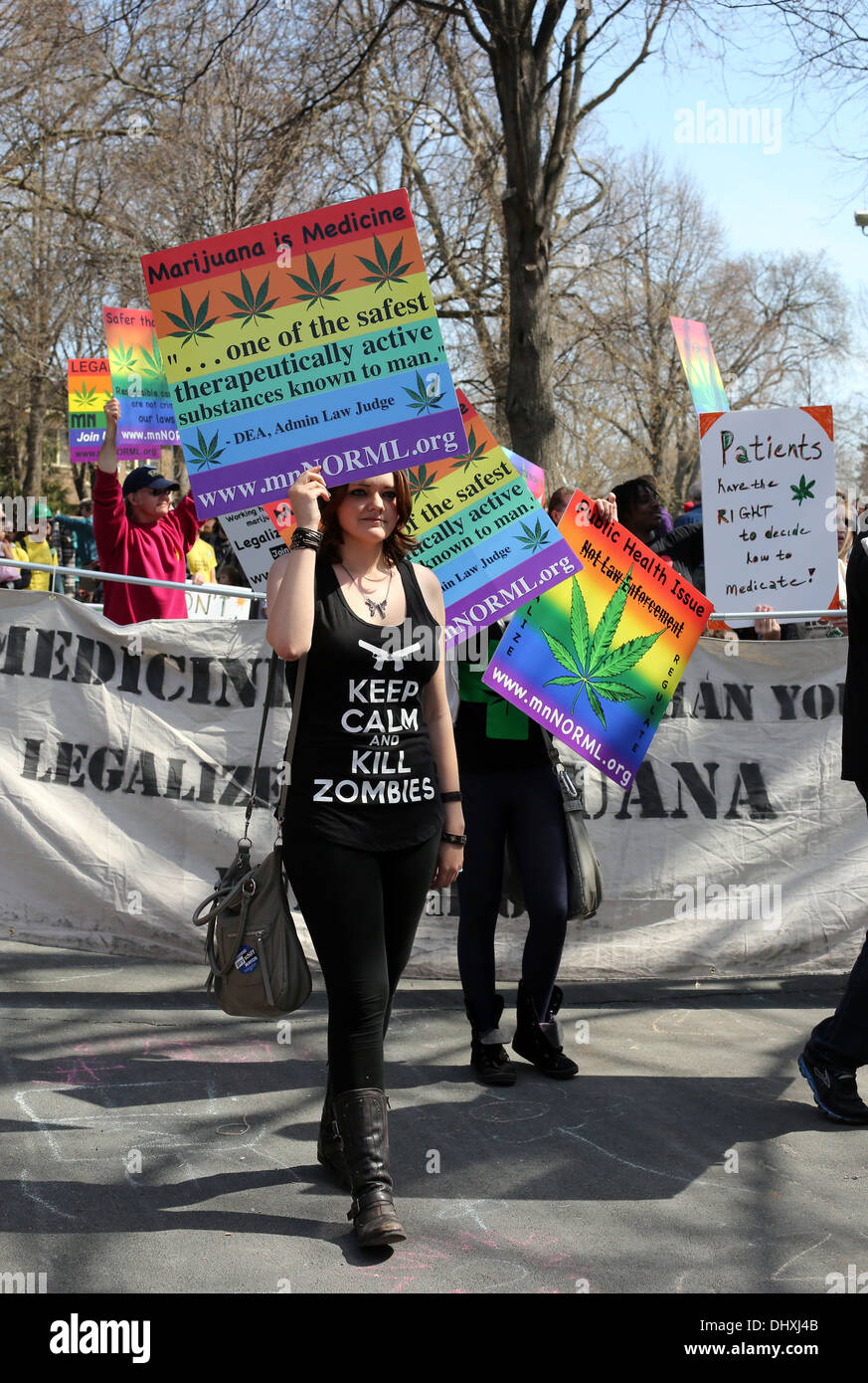 Pro marijuana activists marching in the May Day parade in Minneapolis