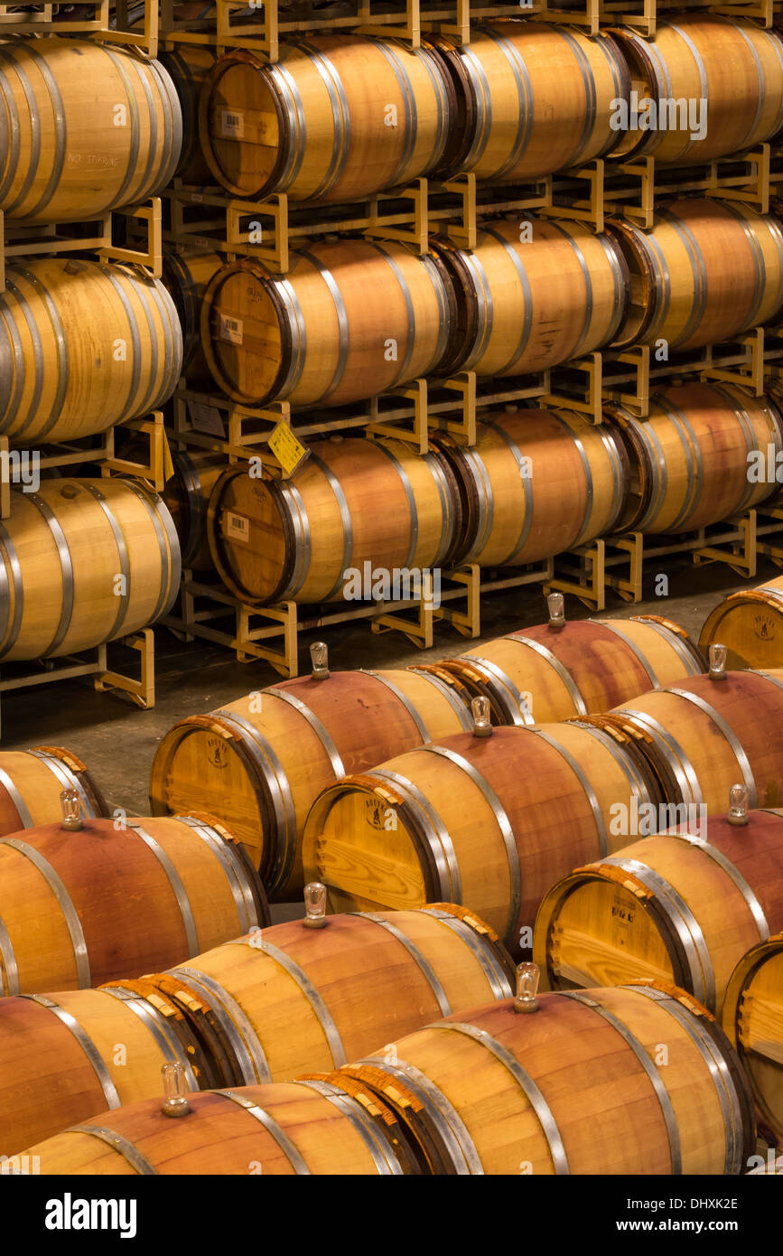 Le Petit Chai winery barrel room at Columbia Crest Vineyards, Patterson, Washington. Stock Photo