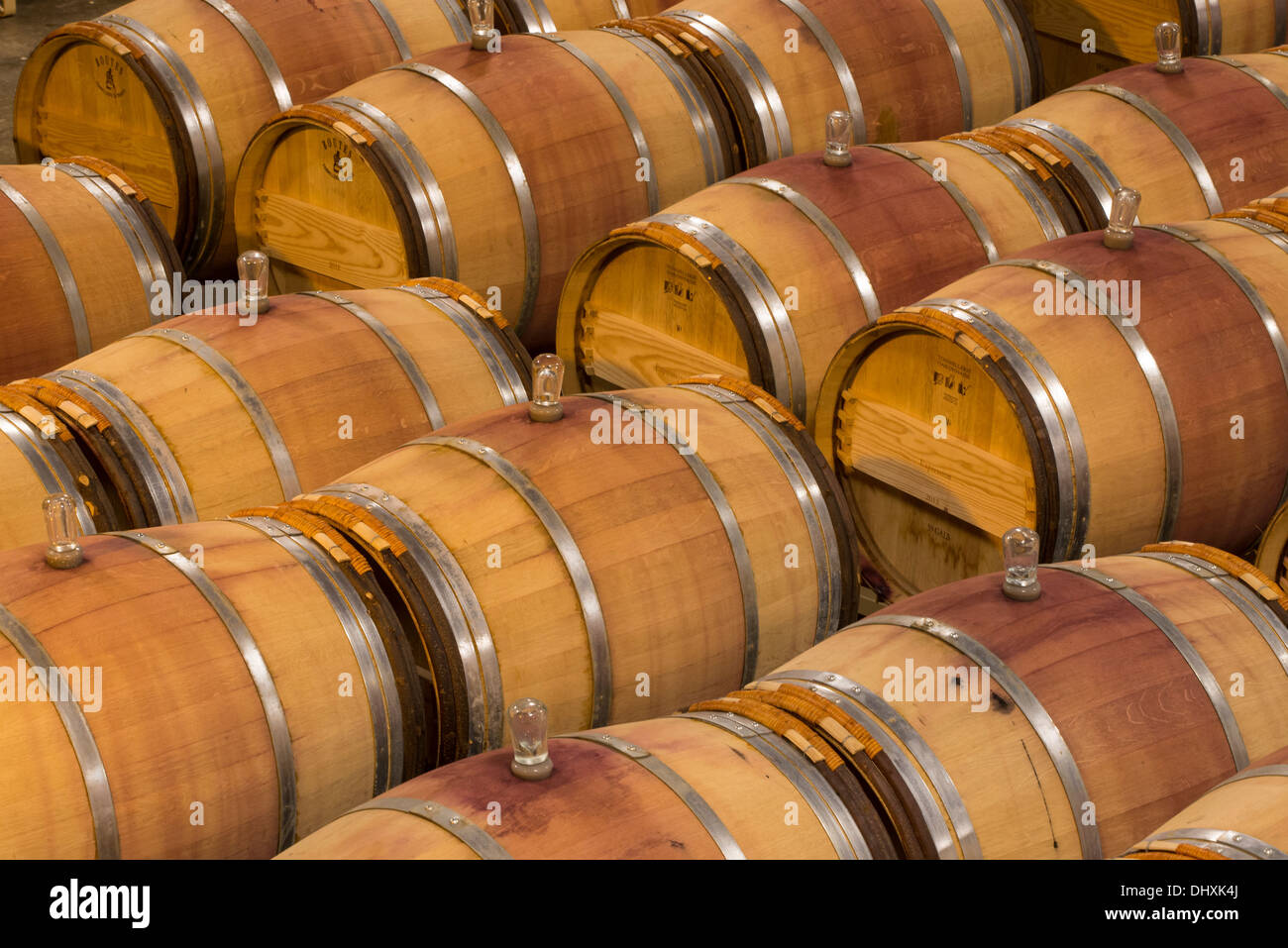 Le Petit Chai winery barrel room at Columbia Crest Vineyards, Patterson, Washington. Stock Photo