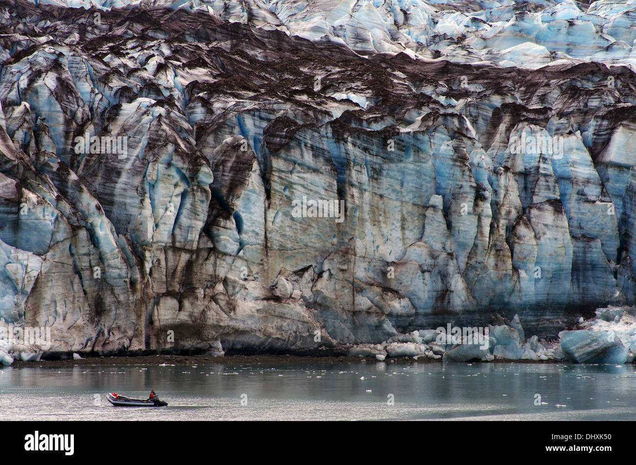 big Dimensions: Boat and glacier gate Stock Photo