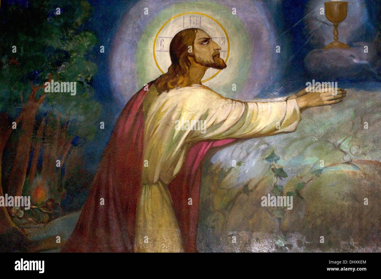 Mural Of Jesus Praying In The Garden Of Gethsemane Before The