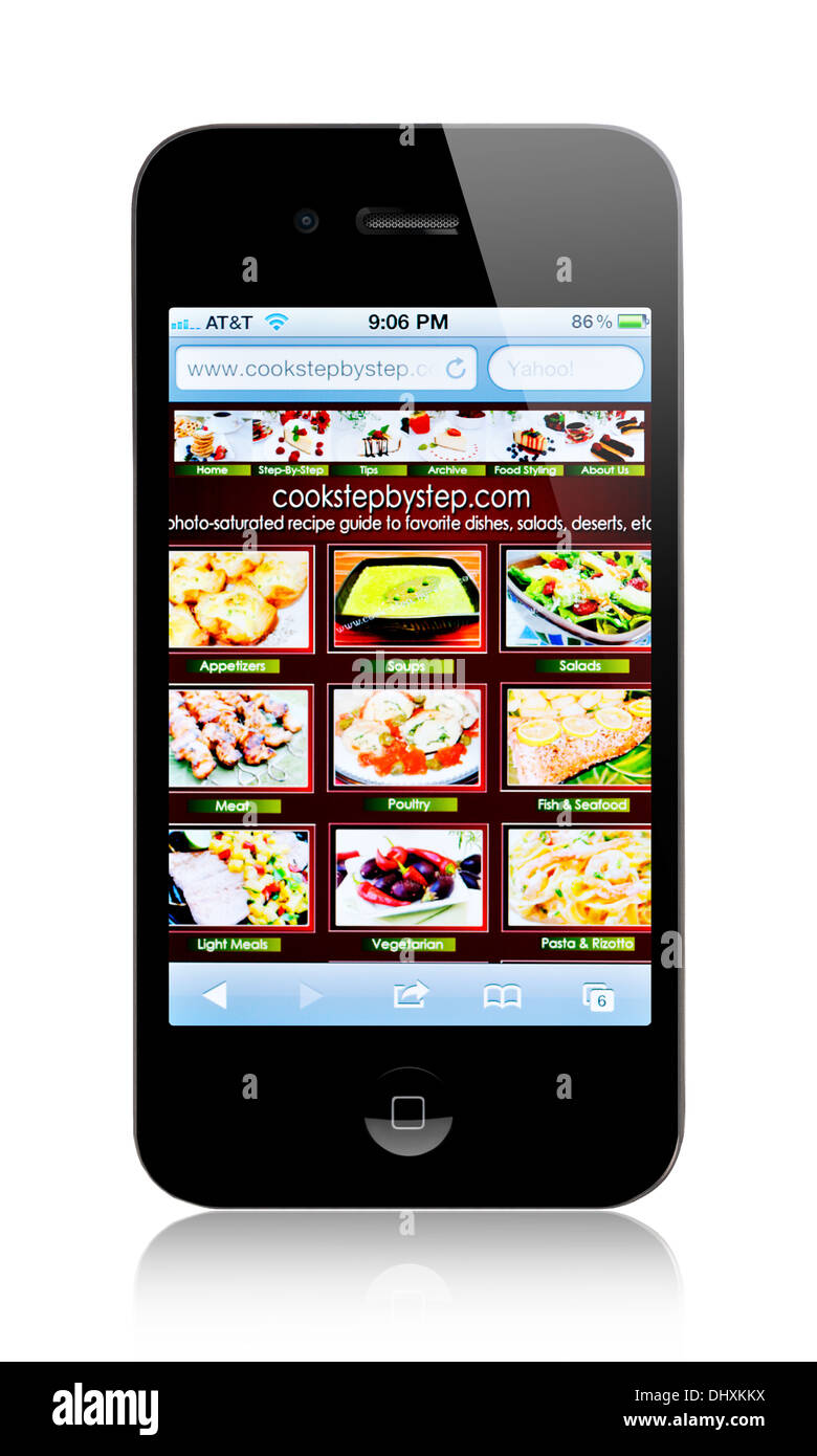 Cook showing phone hi-res stock photography and images - Alamy