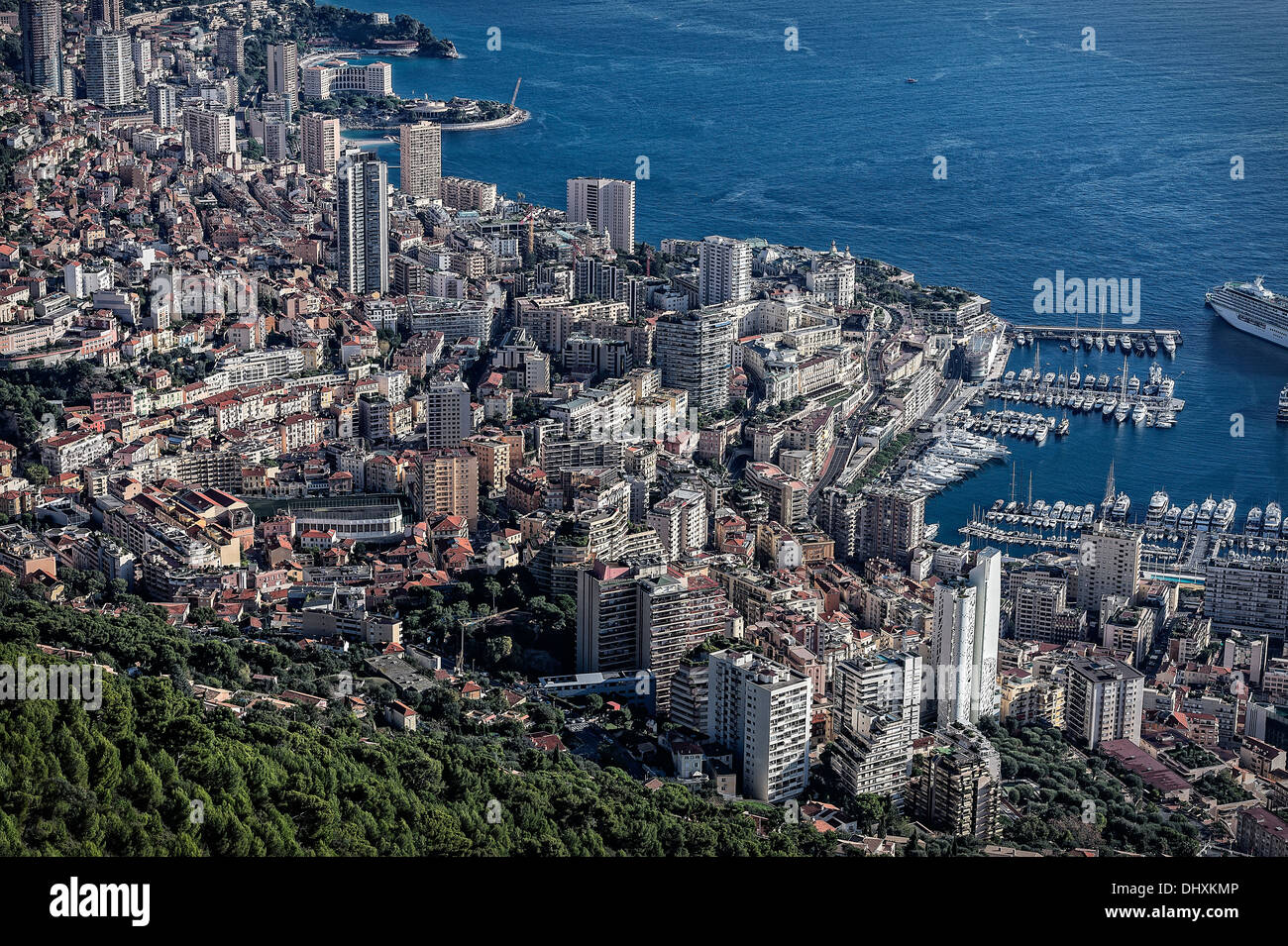 Areial view of downtown Monte Carlo, Monaco Stock Photo