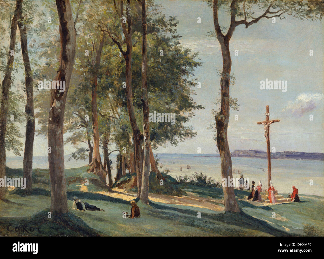 Honfleur: Calvary - by Camille Corot, 1830 Stock Photo