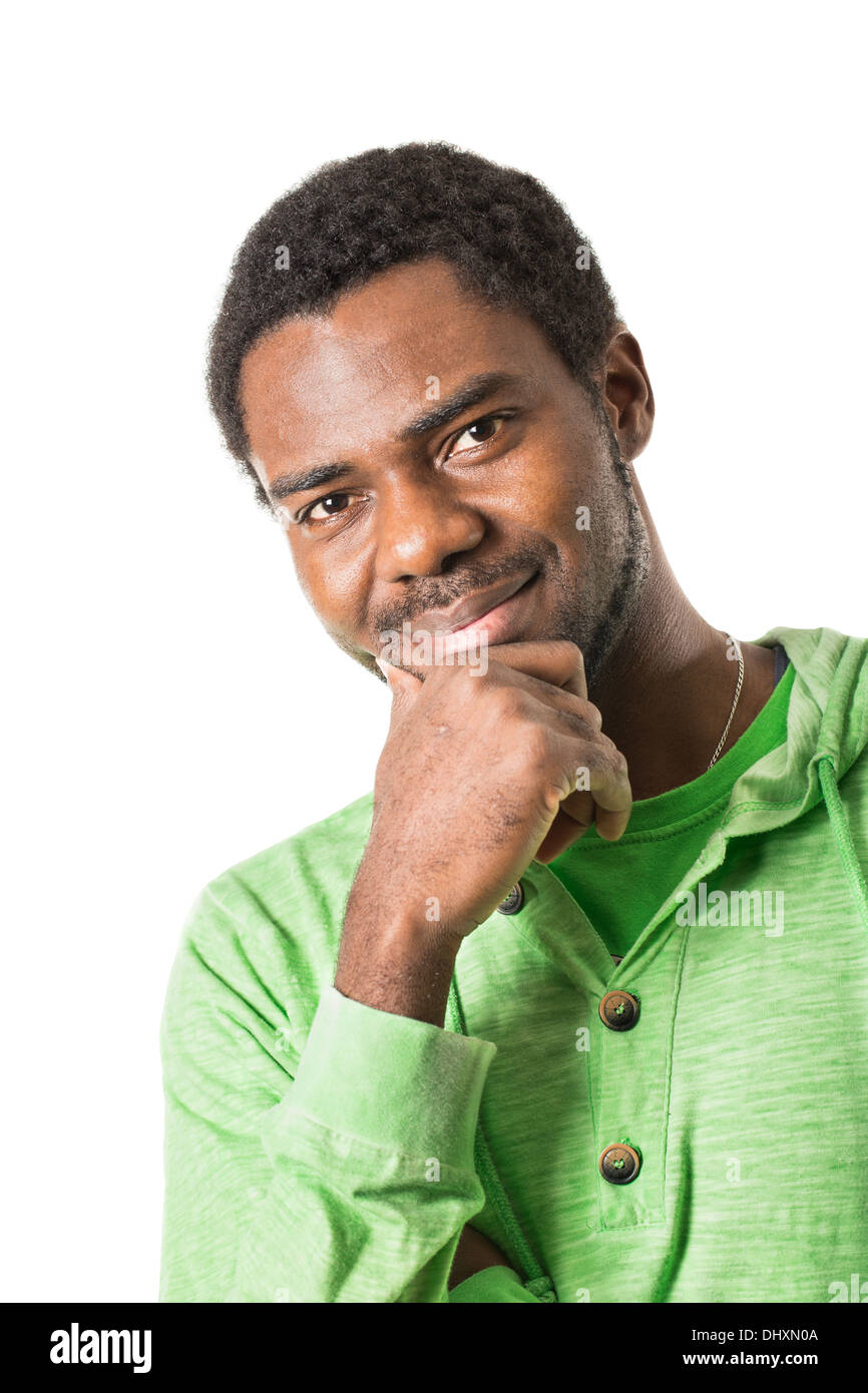 Portrait of African American Cheerful black man smiling isolated on white background Stock Photo