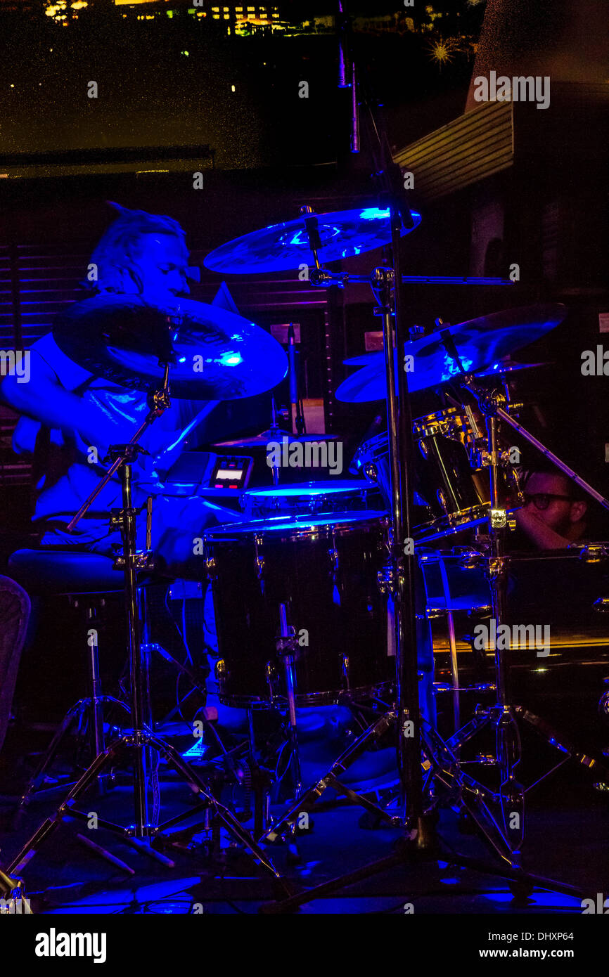 A contestant in Guitar Center Drum Off semifinals at their Hollywood