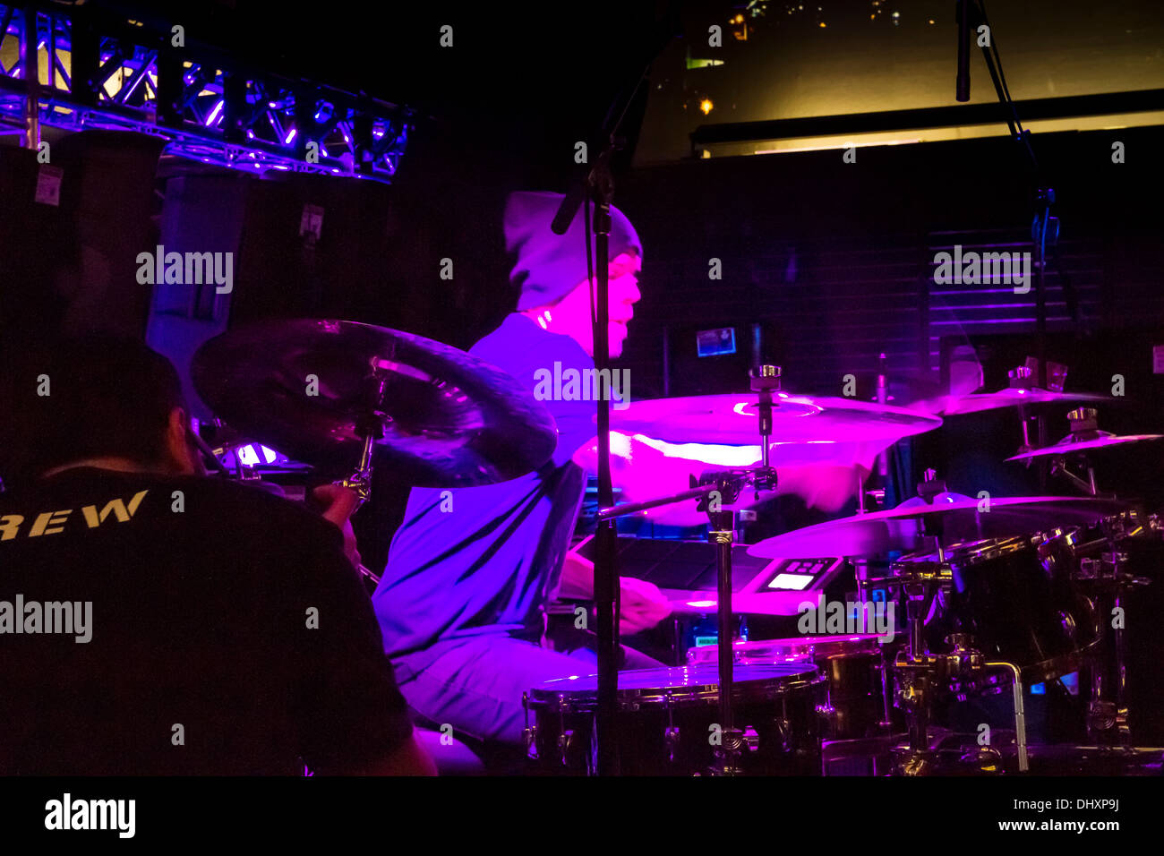 A contestant in Guitar Center Drum Off semifinals at their Hollywood