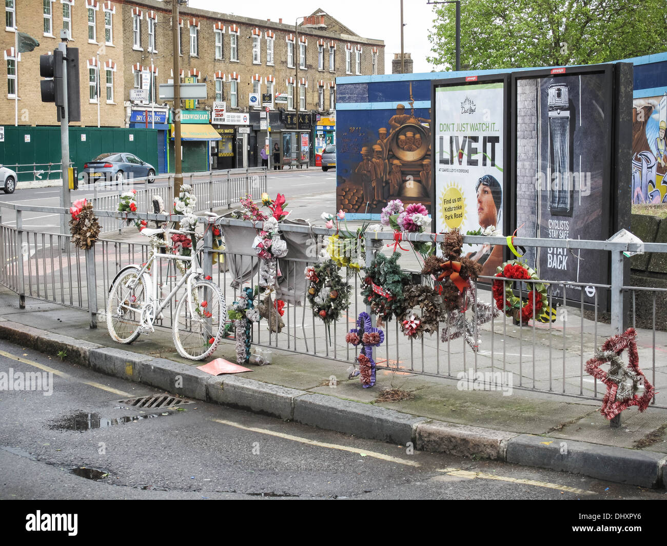 Ghost Bike roadside memorials remain numerous in London Stock Photo