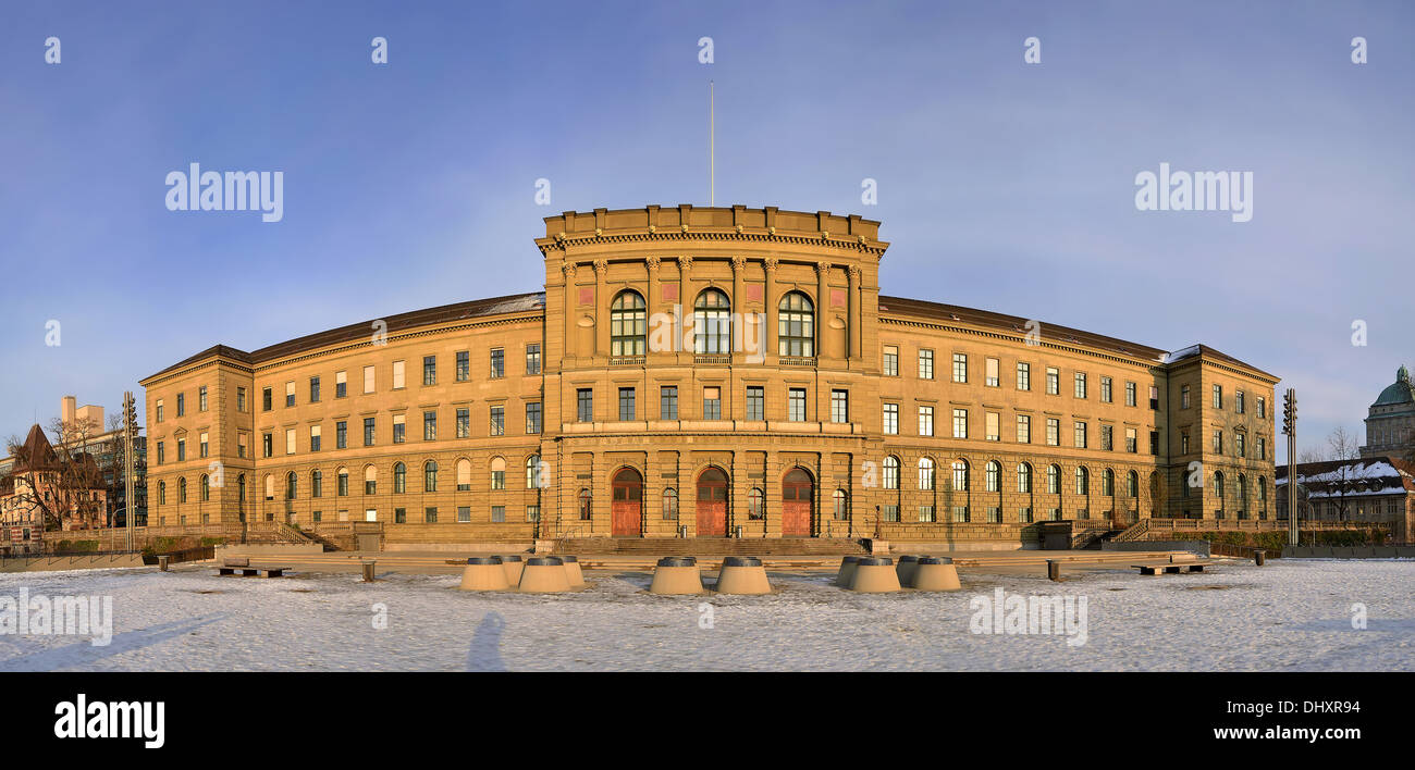 Swiss Federal Institute Of Technology Main Building in Zurich (Switzerland), panorama Stock Photo