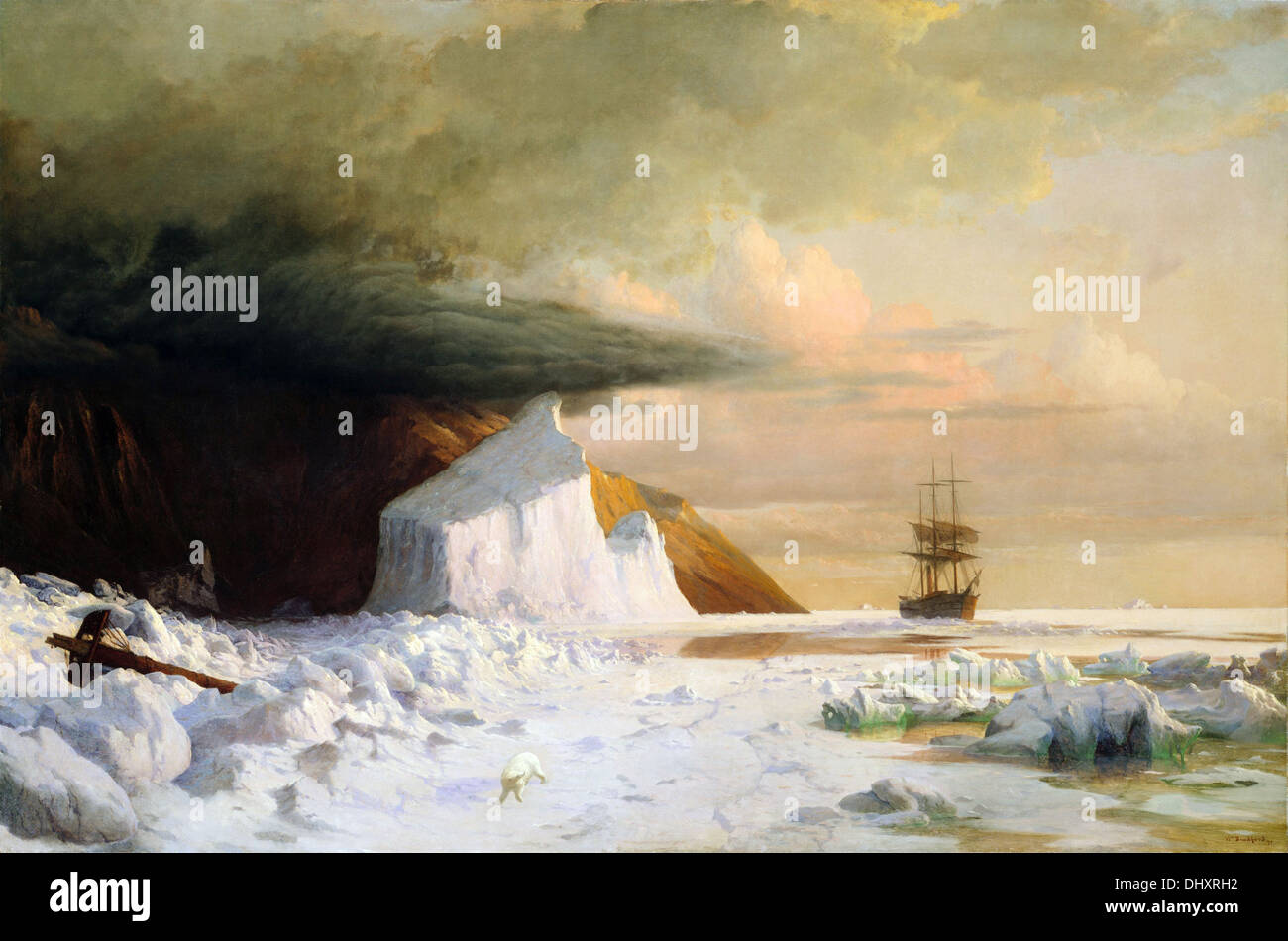 An Arctic Summer: Boring Through the Pack in Melville Bay - by William Bradford, 1871 Stock Photo