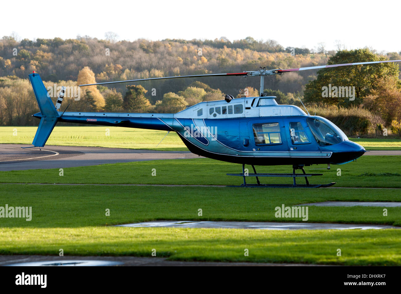 Bell 206N JetRanger II helicopter (G-OAMI) at Wellesbourne Airfield, Warwickshire, UK Stock Photo