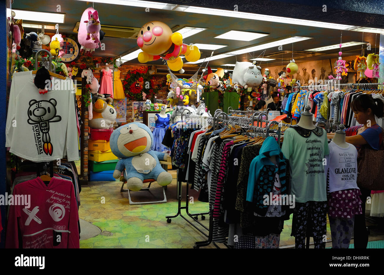 children's clothing store in Ueno. Japanese animation characters displays. Stock Photo