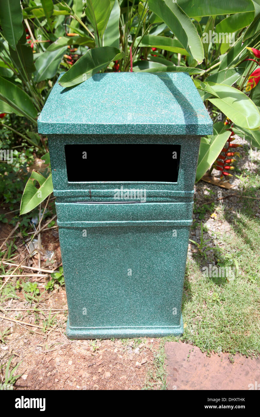 Closeup Picture a Green bins in the garden Stock Photo Alamy