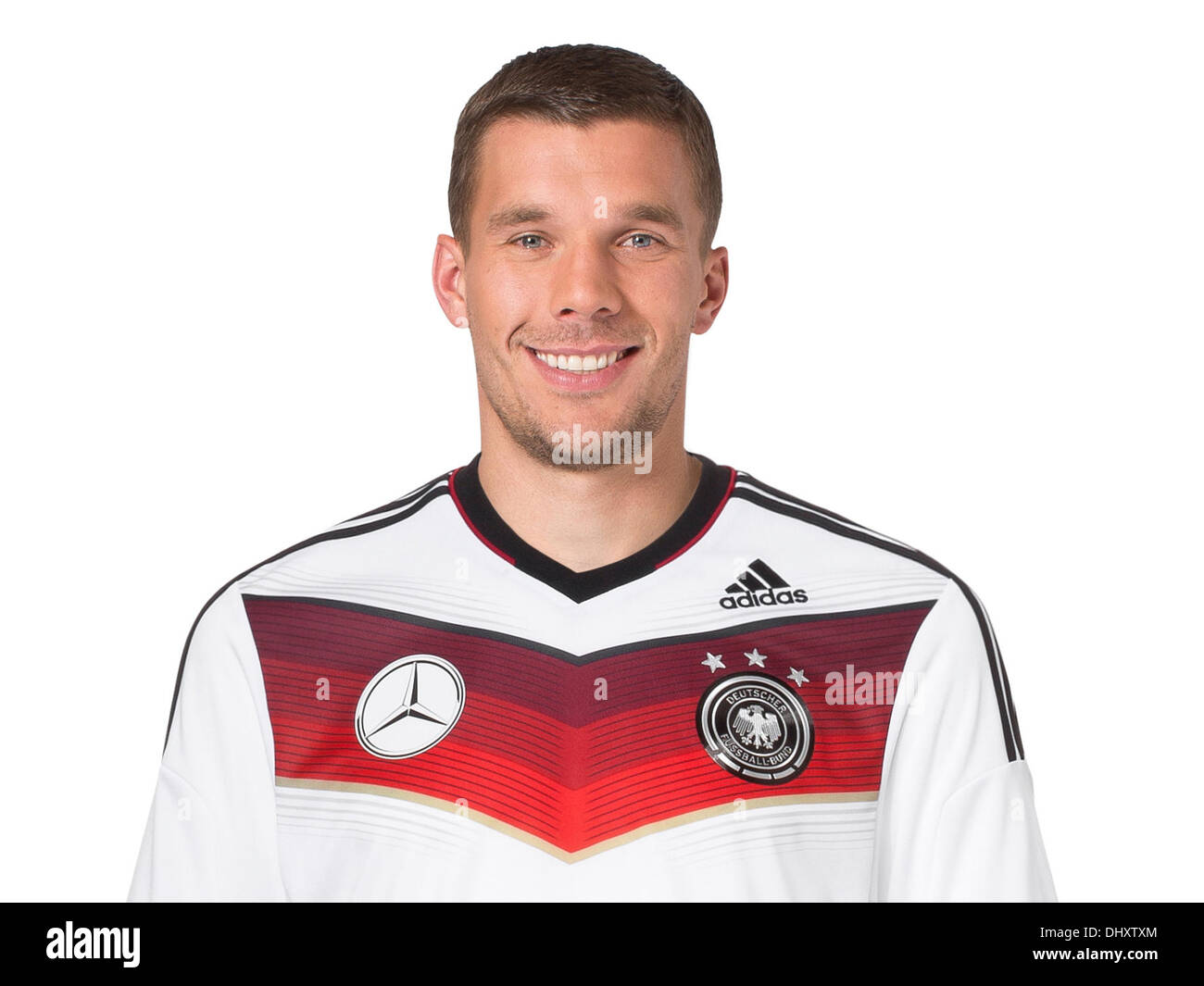 14th November 2013. Portrait of german national football player Lukas Podolski in the kit for the FIFA football World Cup 2014 in Brasil Credit:  kolvenbach/Alamy Live News Stock Photo