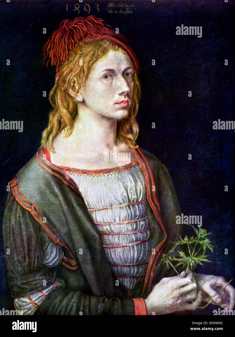 Self-Portrait - by Albrecht Dürer, 1493 Stock Photo