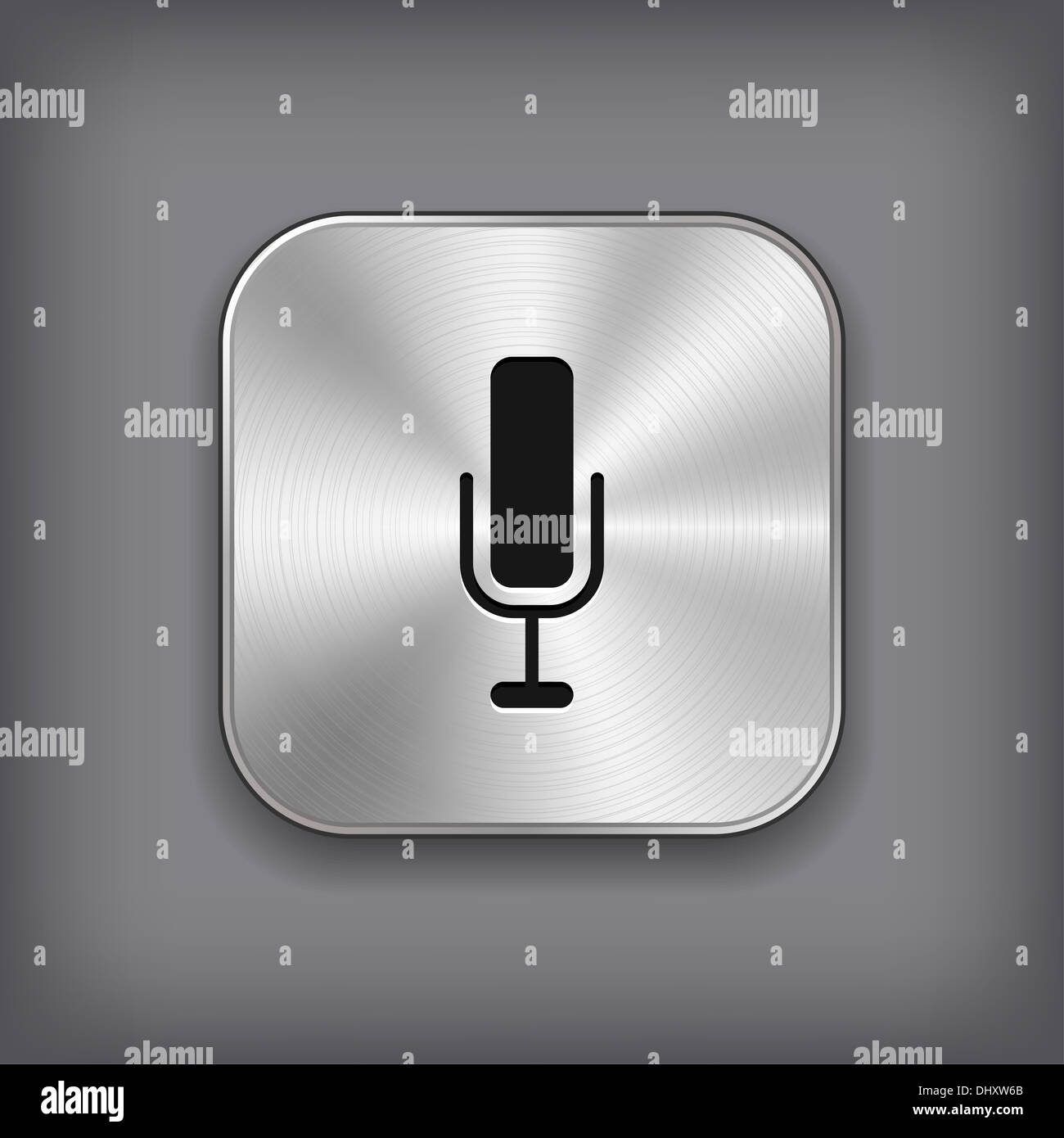 Microphone icon - metal app button Stock Photo - Alamy