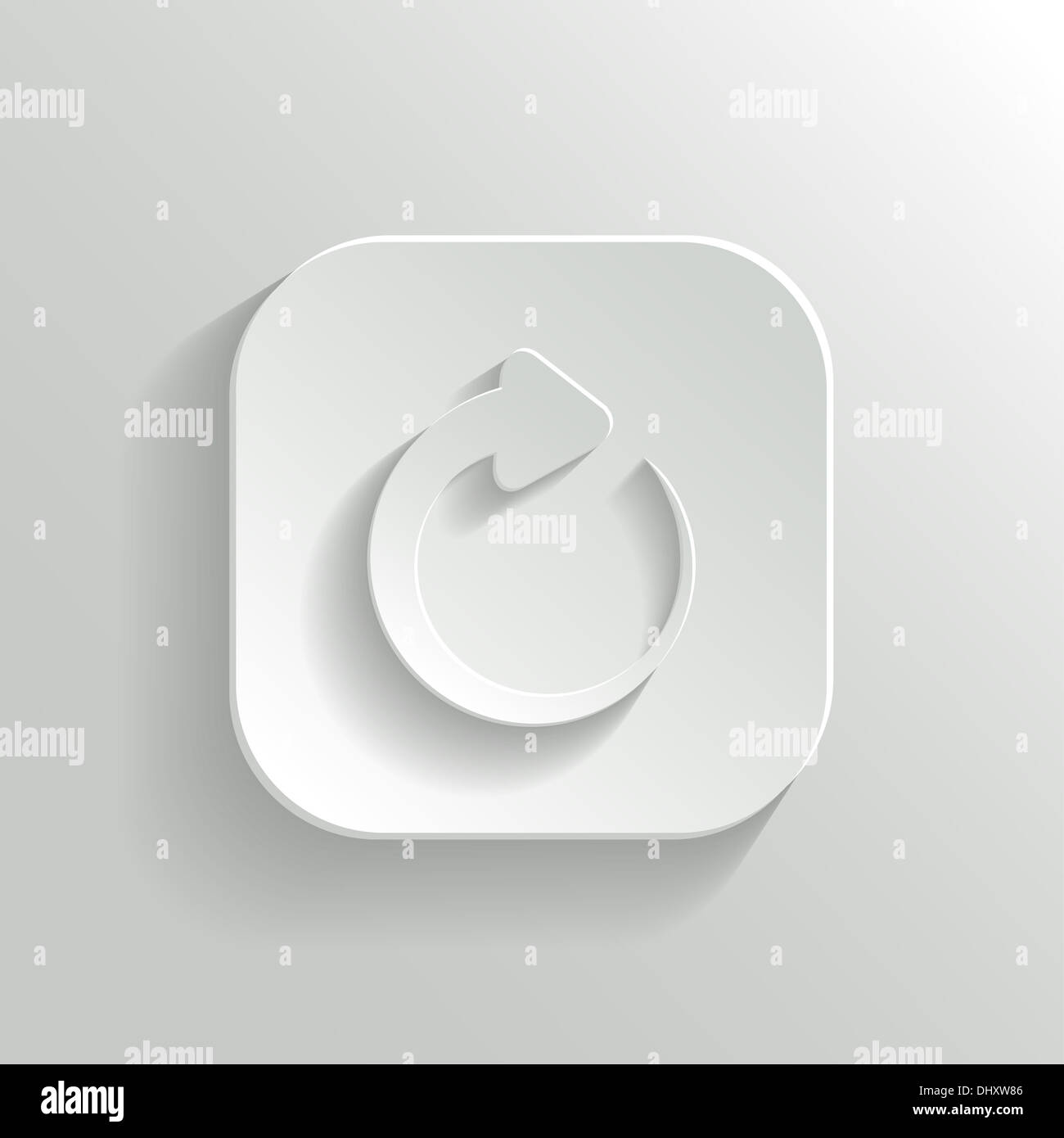 Media player icon - white app button with shadow Stock Photo