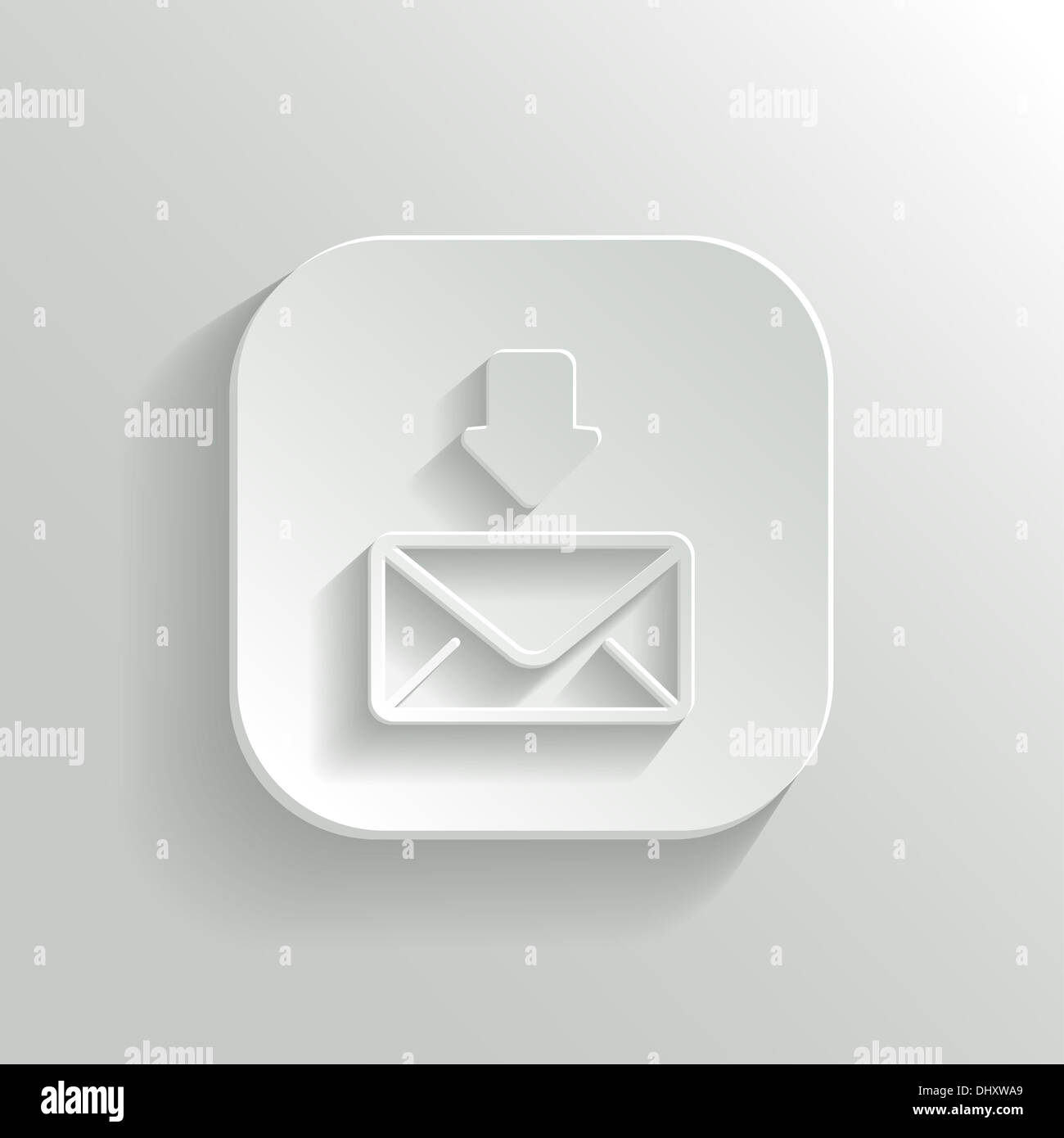 Mail icon - white app button with shadow Stock Photo - Alamy