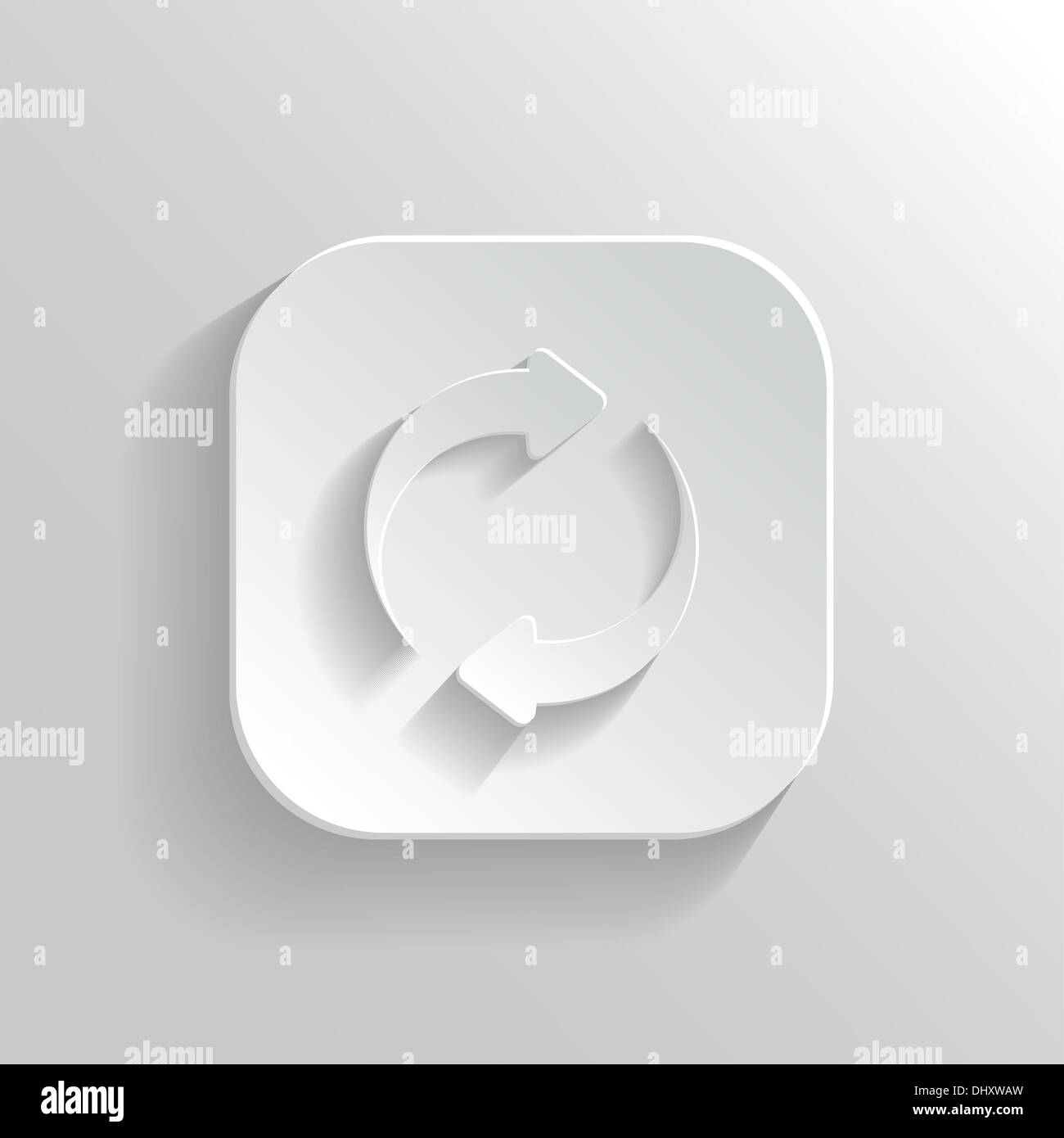 Refresh icon - white app button with shadow Stock Photo