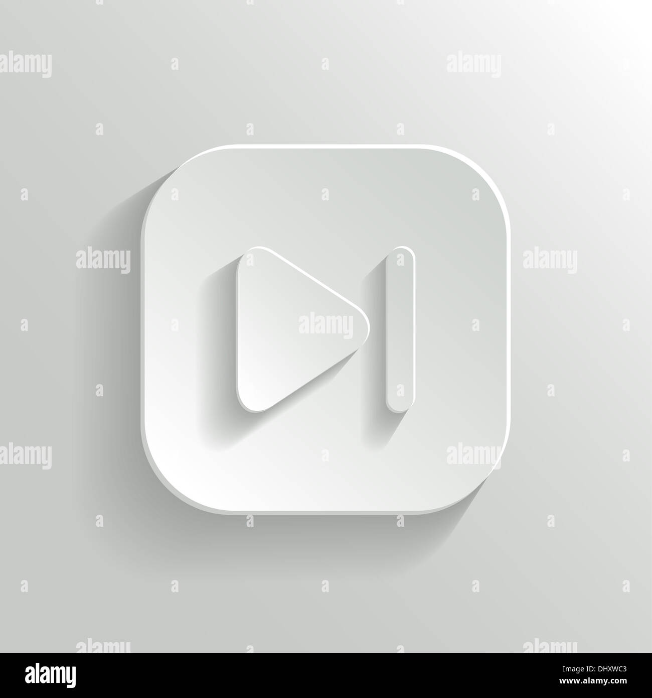 Media player icon - white app button with shadow Stock Photo - Alamy
