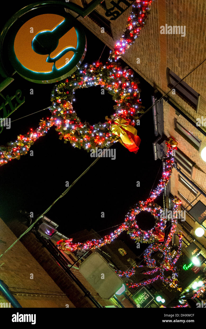 Christmas lights in York City Centre 2013 Coppergate shopping area
