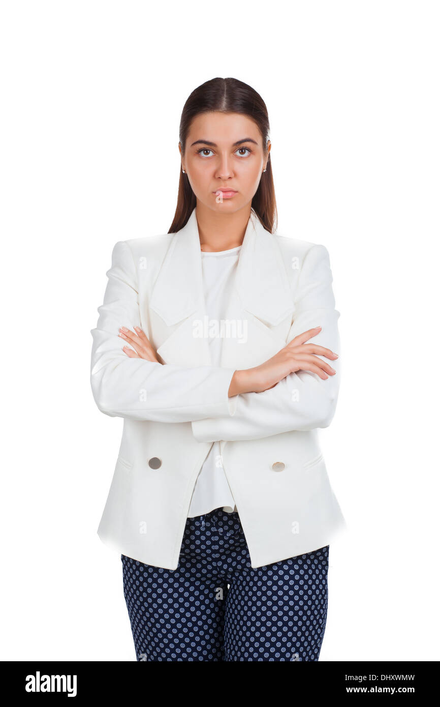 Business woman in a white suit Stock Photo - Alamy