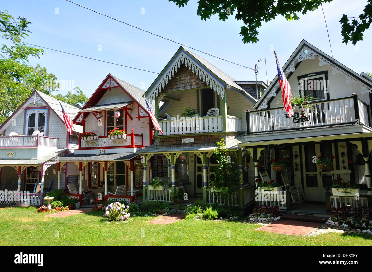 Gingerbread Cottages Martha S Vineyard Massachusetts Usa Stock