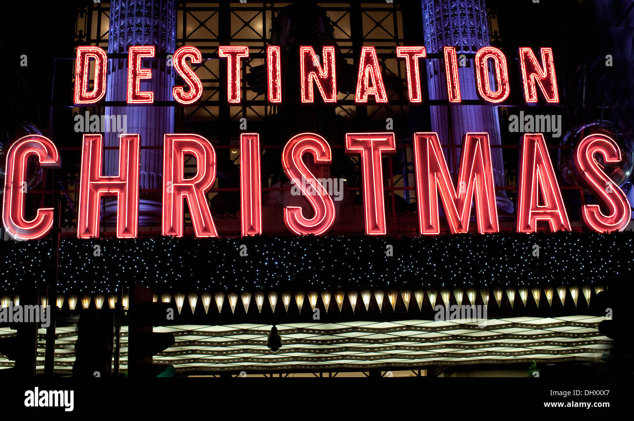Christmas sign on Selfridges in Oxford Street, London Stock Photo Alamy