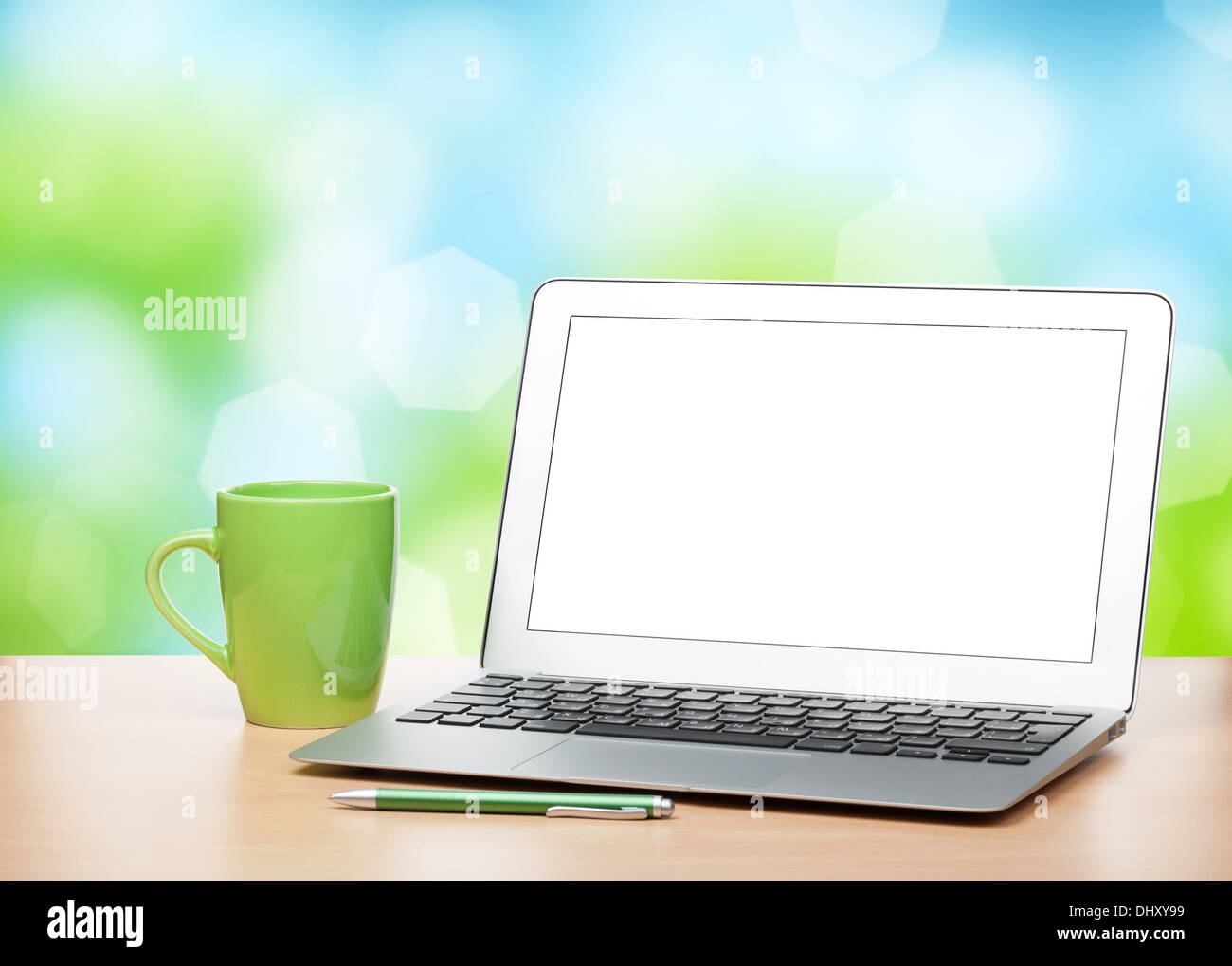 Laptop blank screen outside on hi-res stock photography and images - Alamy