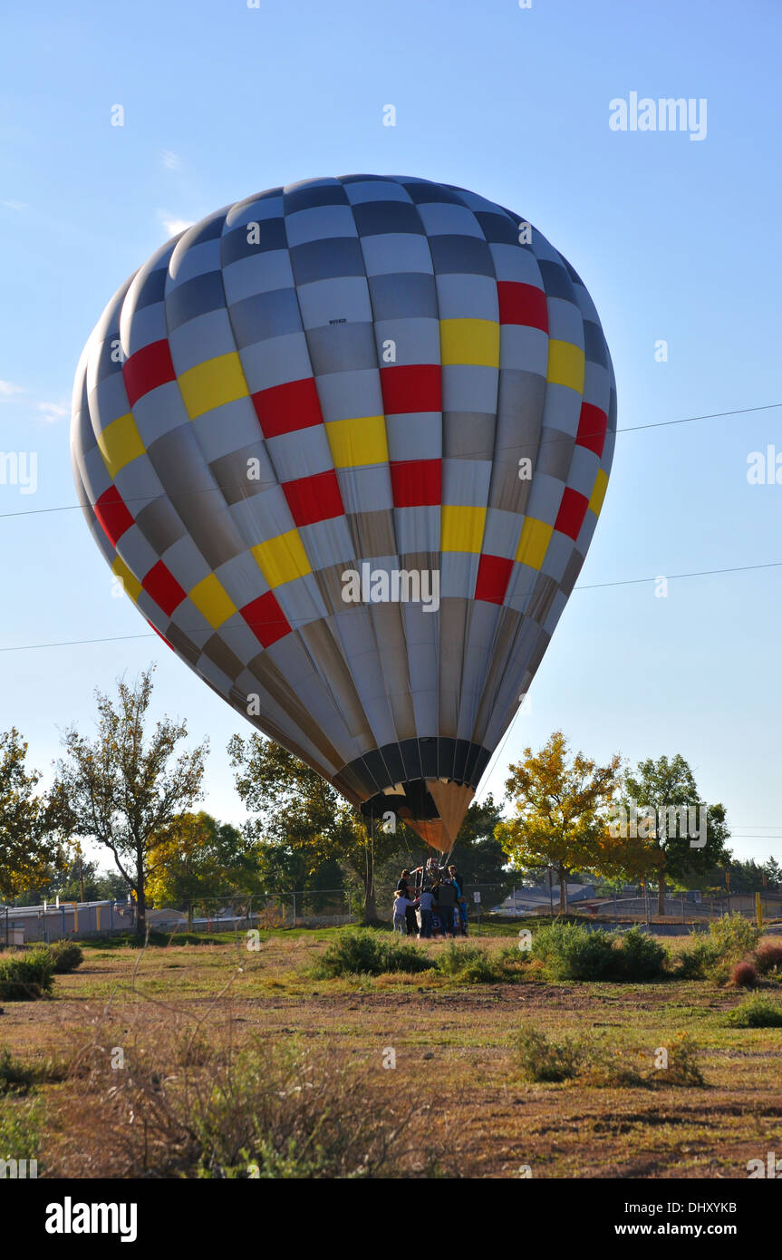 The Albuquerque International Balloon Fiesta in Albuquerque, New Mexico, USA - balloons landing all over town Stock Photo