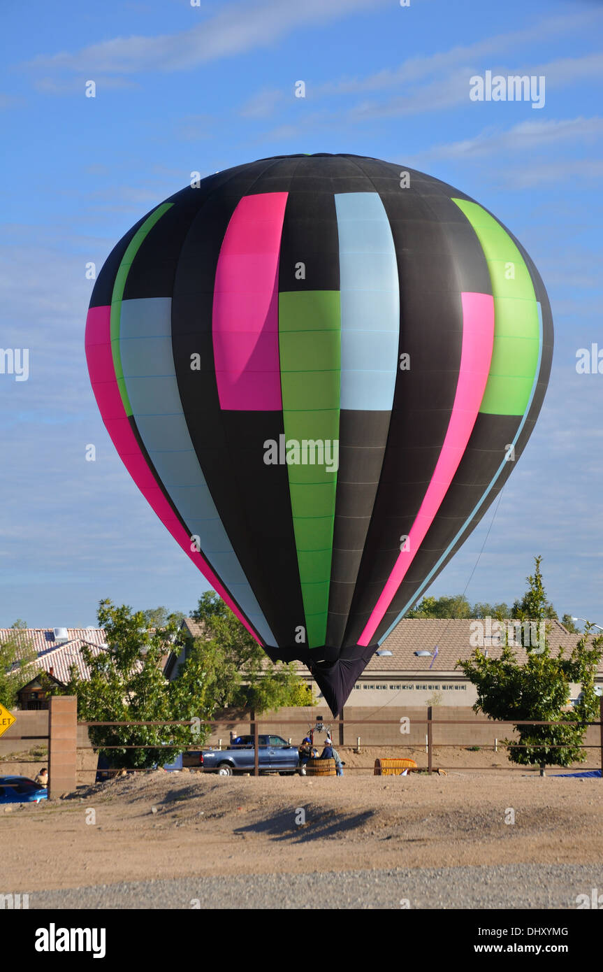 The Albuquerque International Balloon Fiesta in Albuquerque, New Mexico, USA - balloons landing all over town Stock Photo