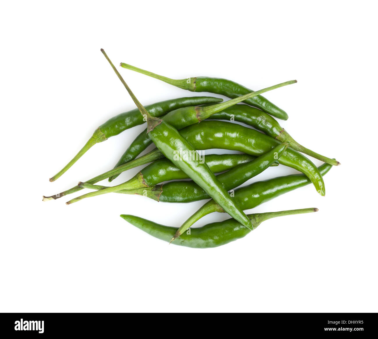 Green hot chili peppers. Isolated on white background Stock Photo - Alamy
