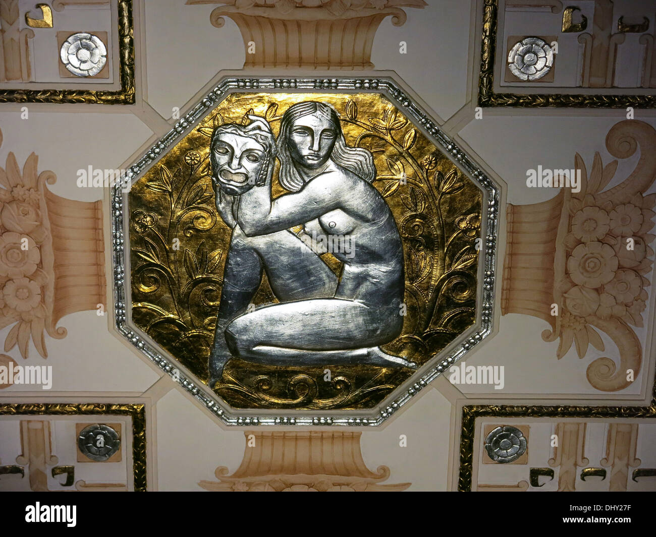 Ceiling Detail in the Waldorf-Astoria Lobby, NYC Stock Photo