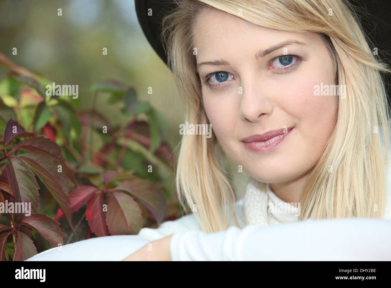 Portrait of a blond-haired woman Stock Photo