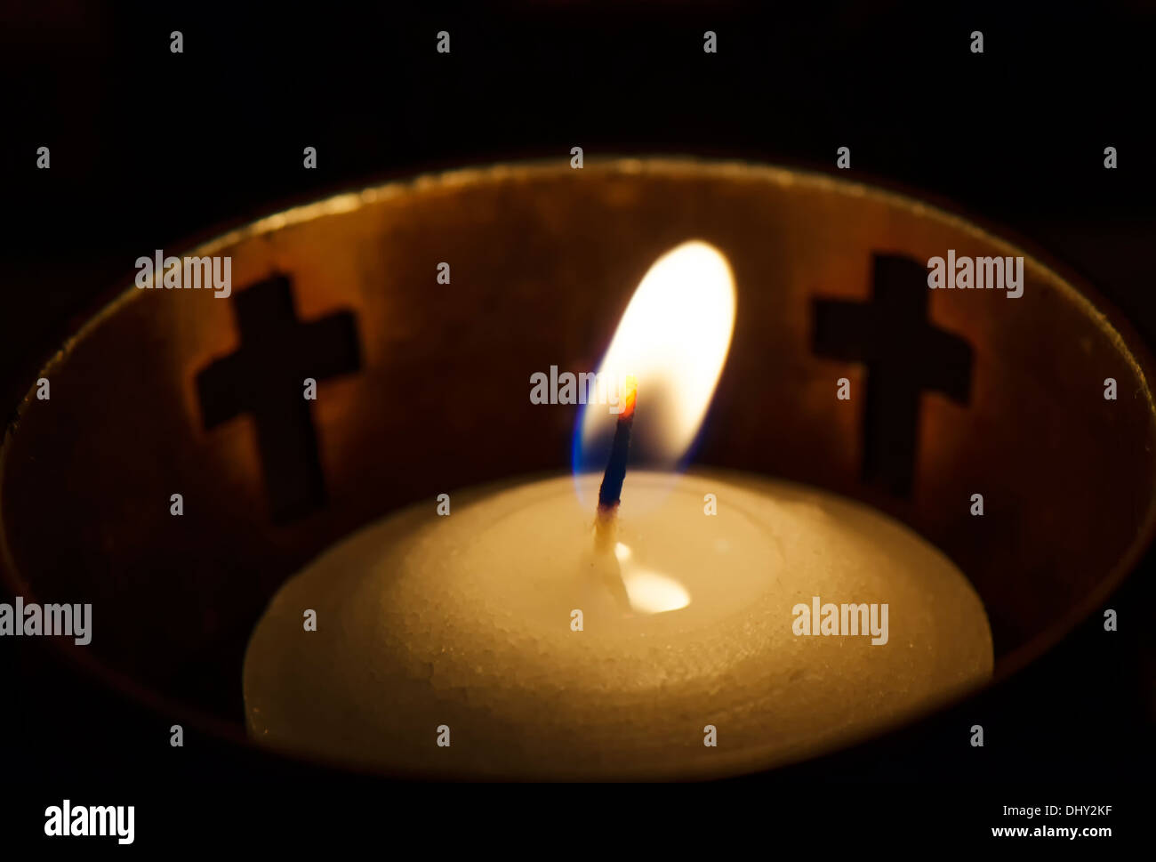 Close up of a burning prayer candle Stock Photo Alamy