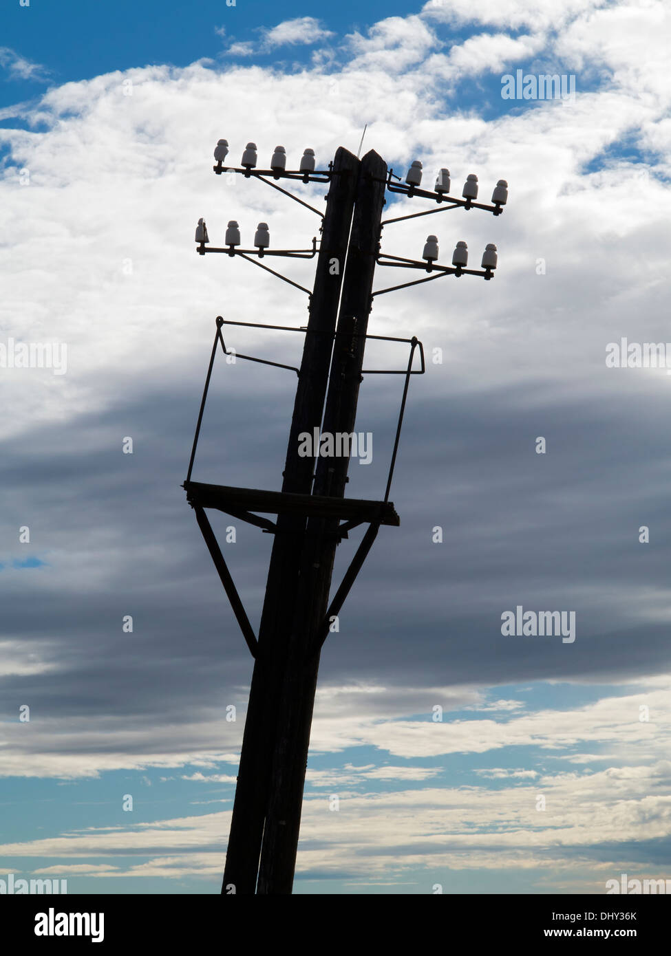 old powertransmission pole electric power line Stock Photo Alamy