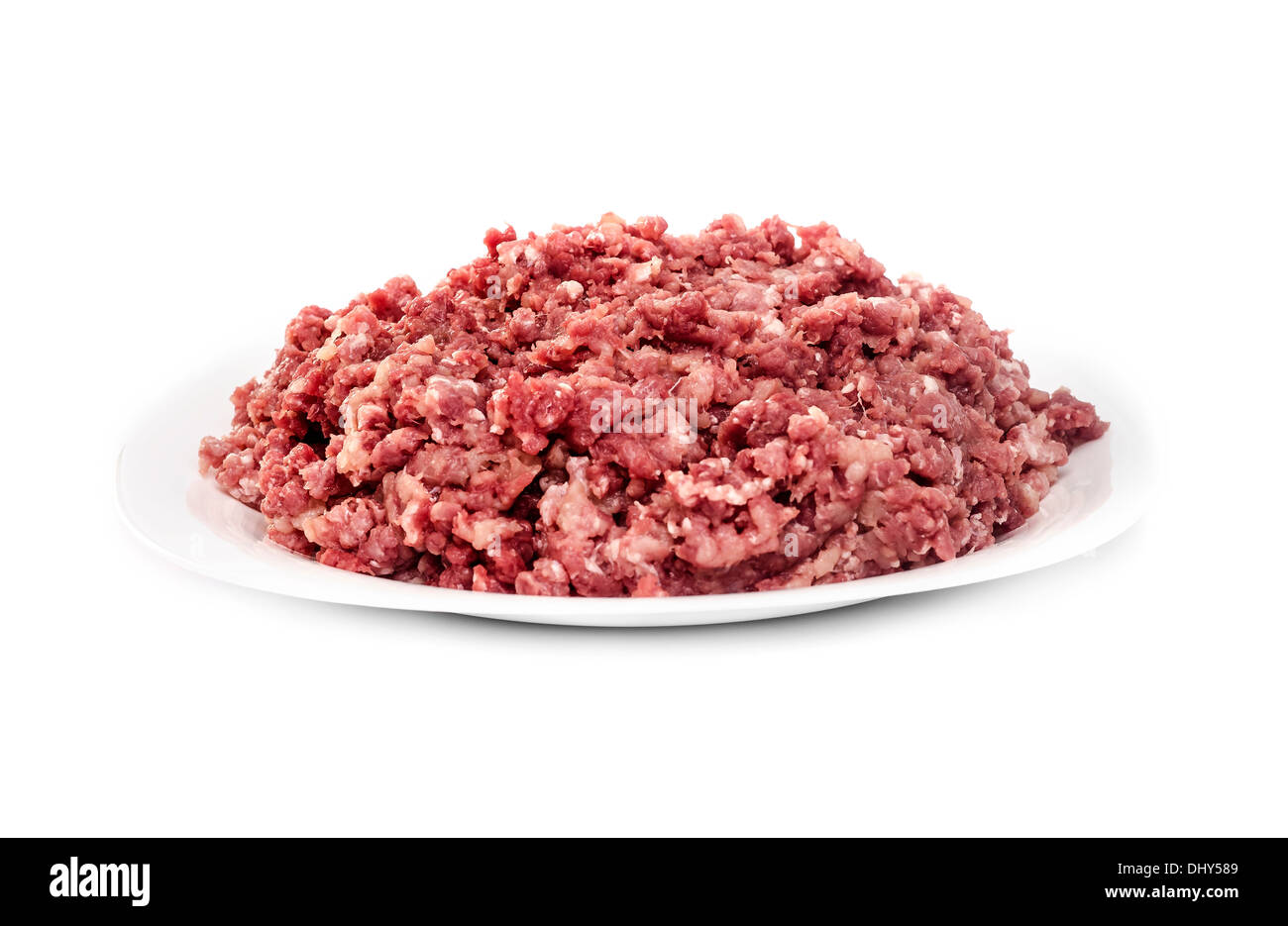 Dish with chopped meat isolated on white background Stock Photo