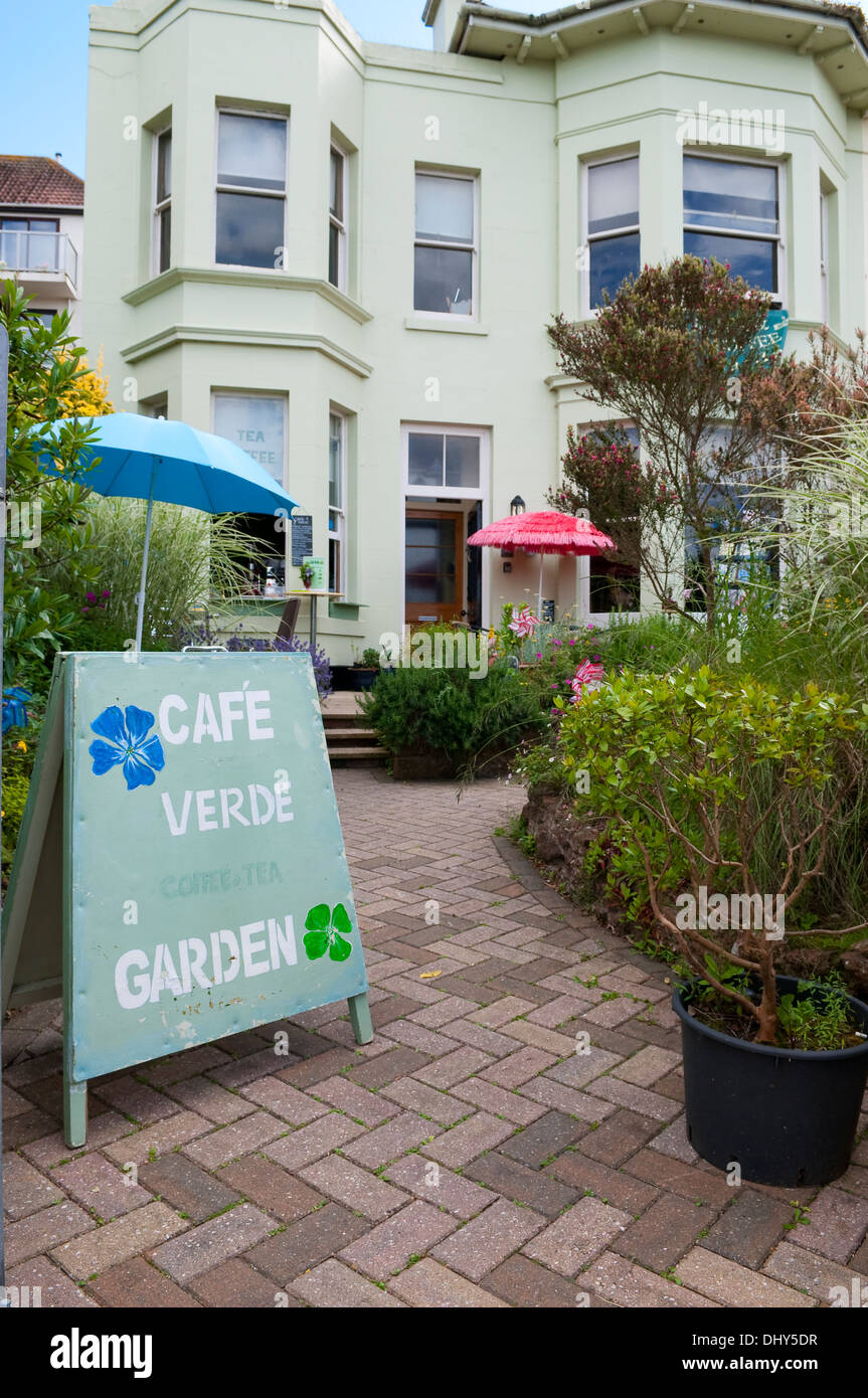 Cafe Verde in Paignton, Devon, UK. Stock Photo