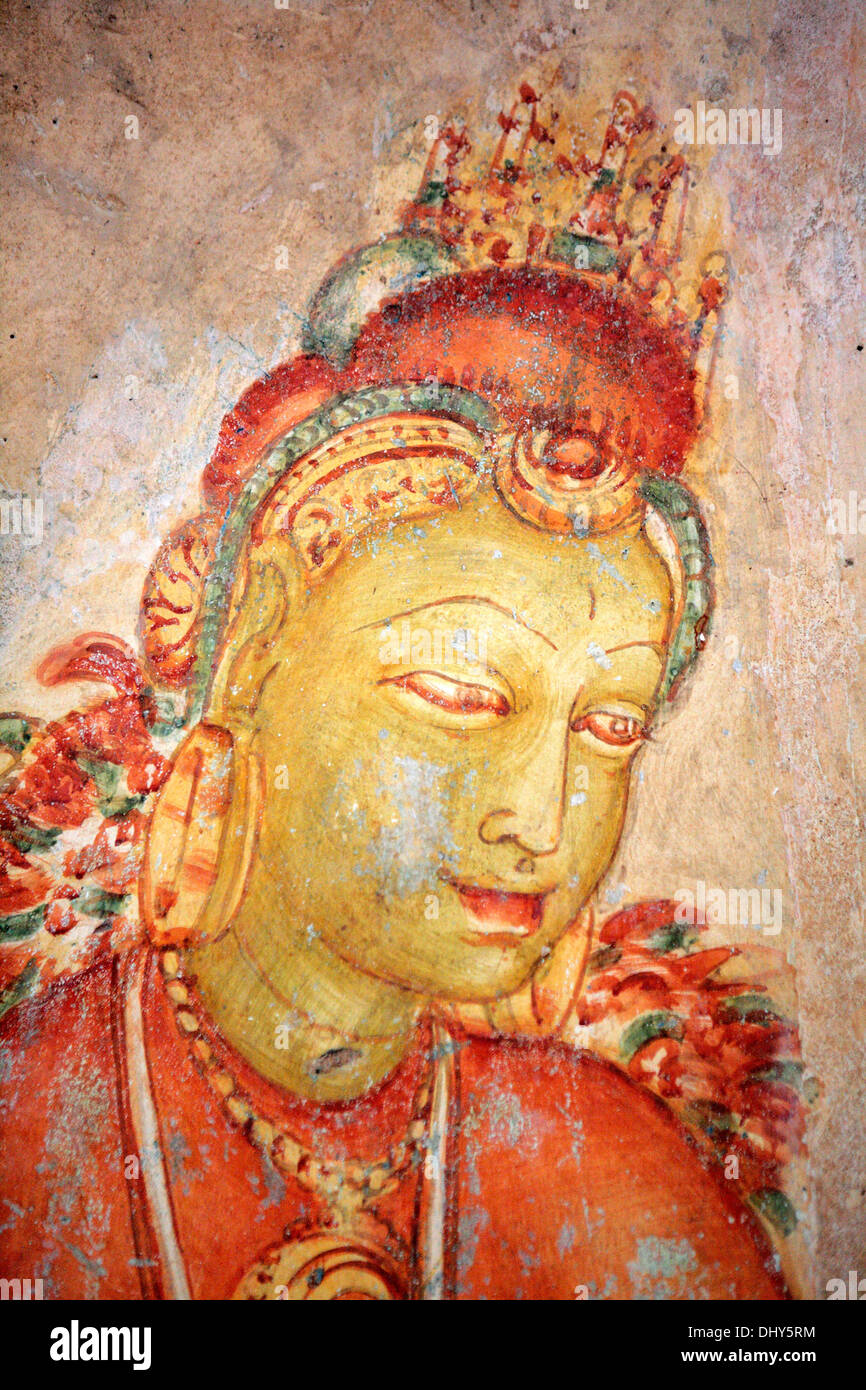 Mural painting (6th century), Sigiriya, Sri Lanka Stock Photo