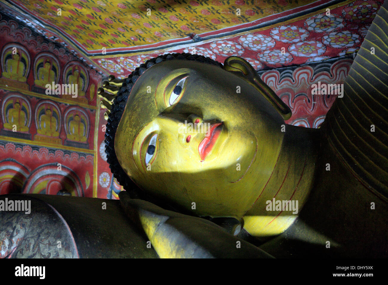 Buddha sculpture, cave temple, Dambulla, Sri Lanka Stock Photo
