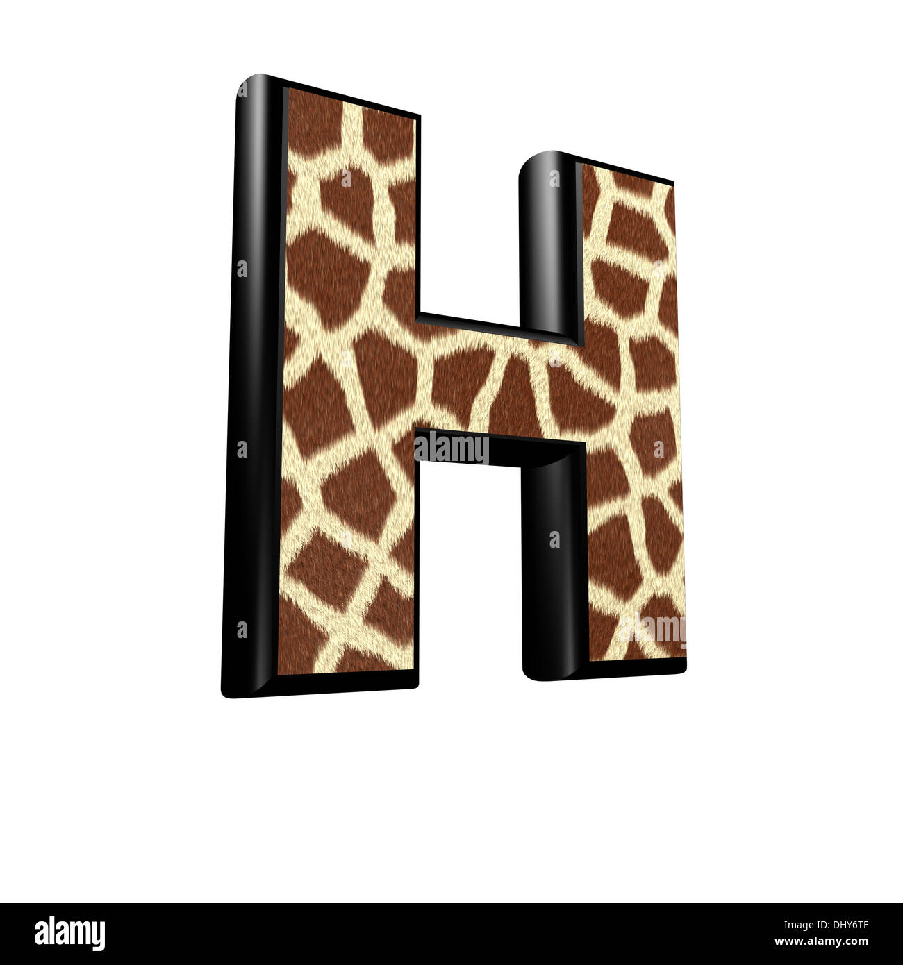 letter with giraffe fur texture - H Stock Photo