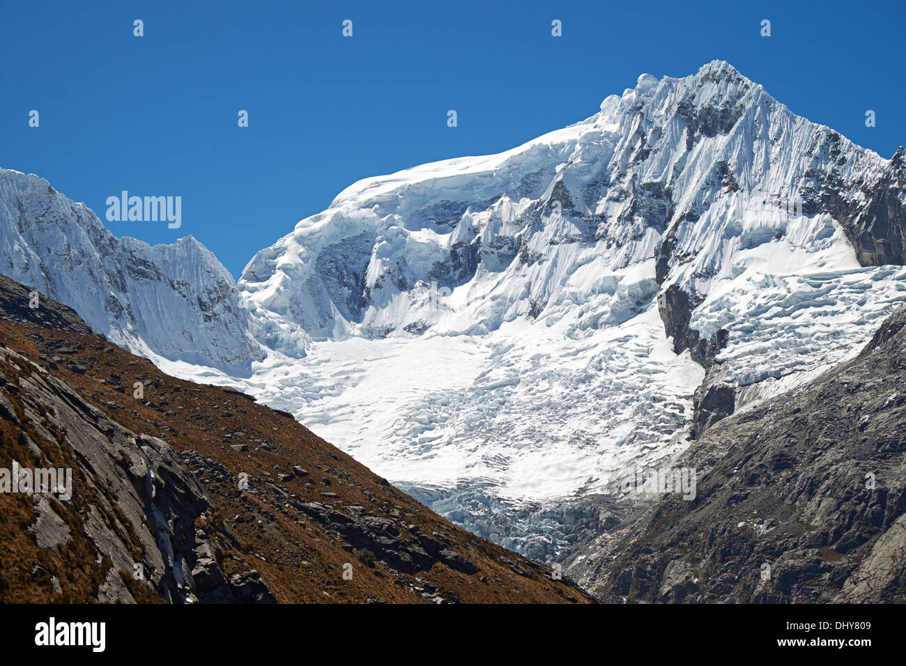 Ranrapalca Summit (6162m) in the Peruvian Andes, South America. Stock Photo