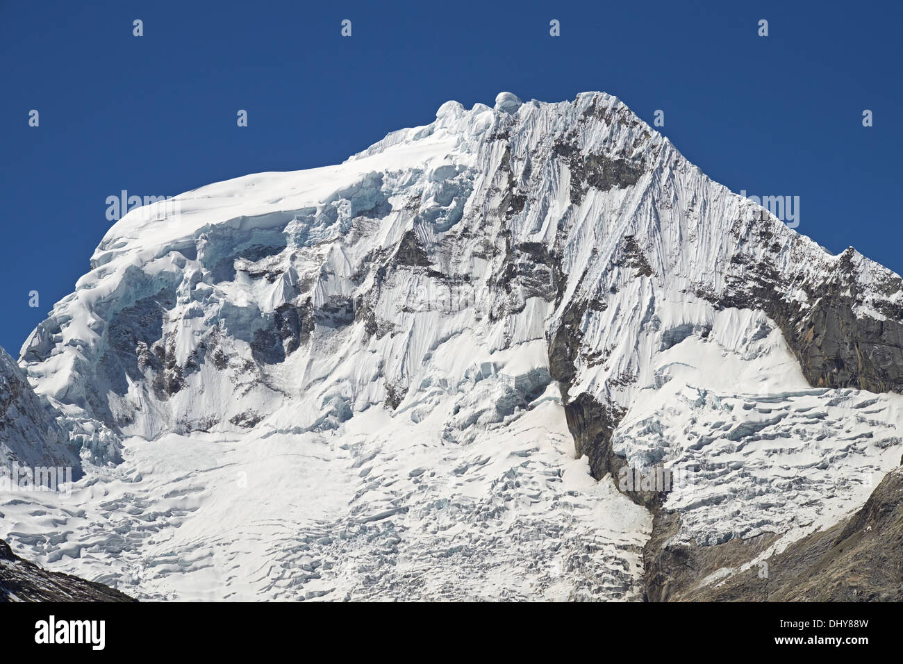 Ranrapalca Summit (6162m) in the Peruvian Andes, South America. Stock Photo