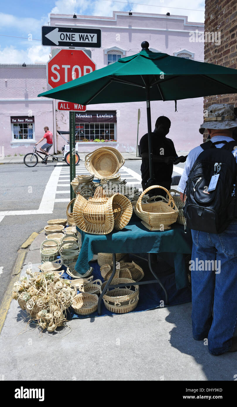 Basket seller at the Historic Charleston City Market, Charleston, South