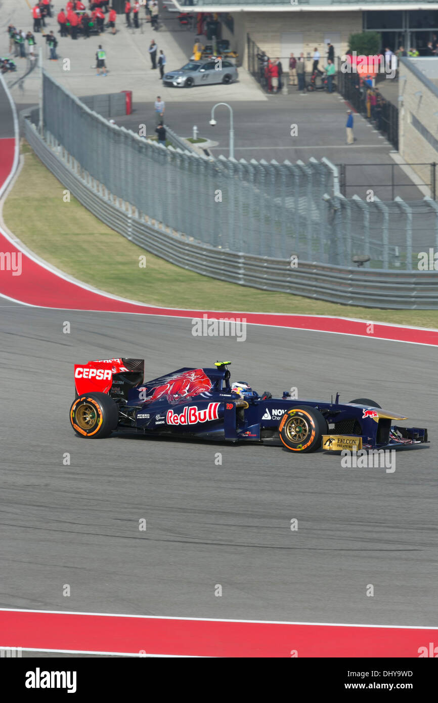 Driver Daniel Ricciardo of Scuderia Toro Rosso at practice session for the Formula 1 United States Grand Prix near Austin Texas Stock Photo