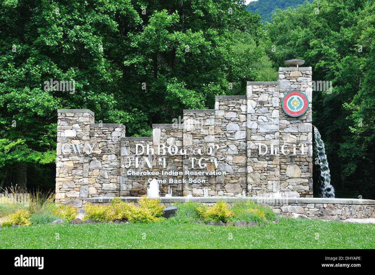 Cherokee Indian Reservation sign, North Carolina, USA Stock Photo Alamy
