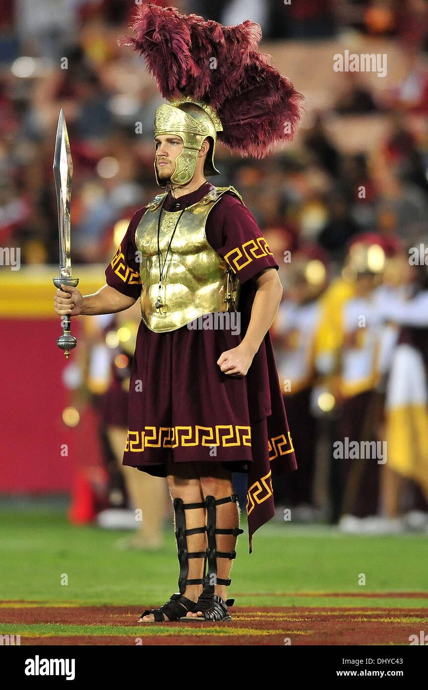 Los Angeles, CA, USA. 16th Nov, 2013. The USC Trojans Mascot Tommy Trojan performs before the NCAA Football game between the Stanford Cardinal and the USC Trojans at the Coliseum in Los Angeles, California.Louis Lopez/CSM/Alamy Live News Stock Photo